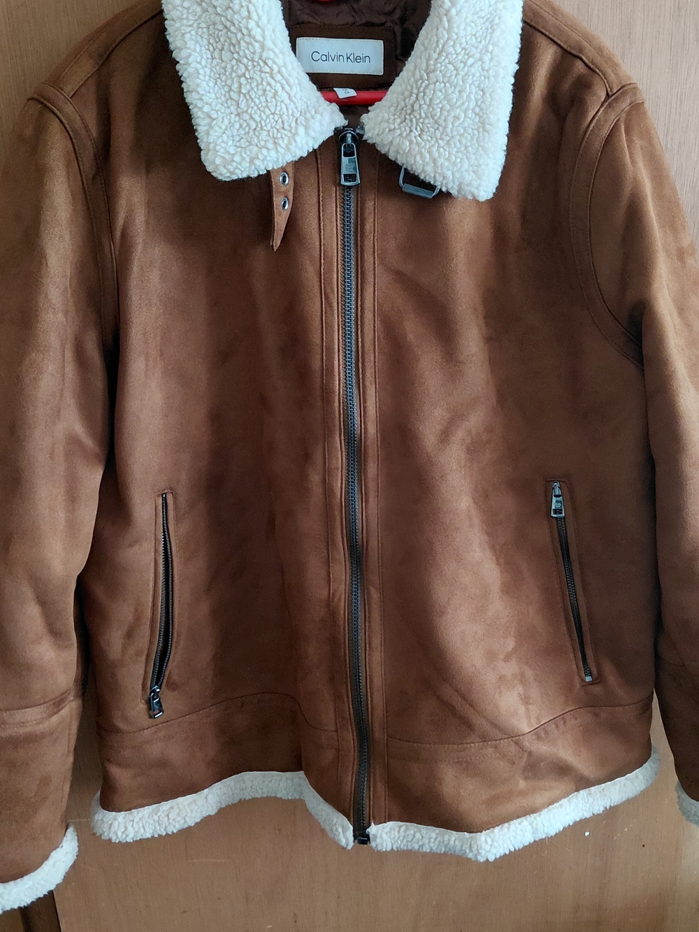 Calvin Klein Men’s (L) Brown Suede Sherpa Jacket